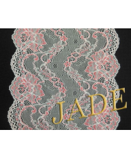 Elastic lace, white with pink, width 18 cm – cut 95 сm (1190-15)