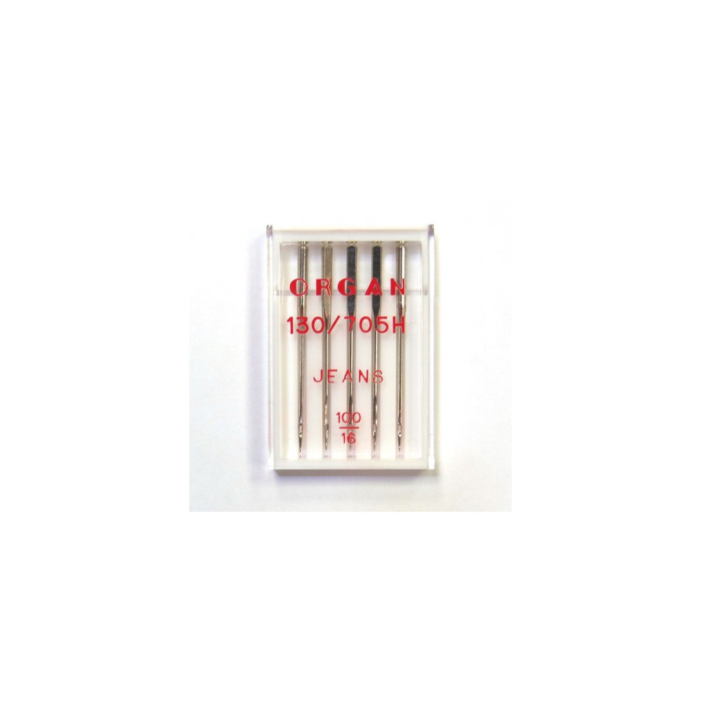 Needles for sewing machines ORGAN 130/705H Jeans, No. 100, 5 pcs Needles for sewing machines ORGAN 130/705H Jeans, No. 100, 5 pcs