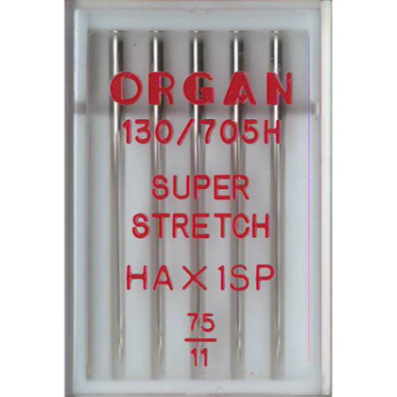 Sewing machine needles Organ Super Stretch, No. 75 5 pcs.