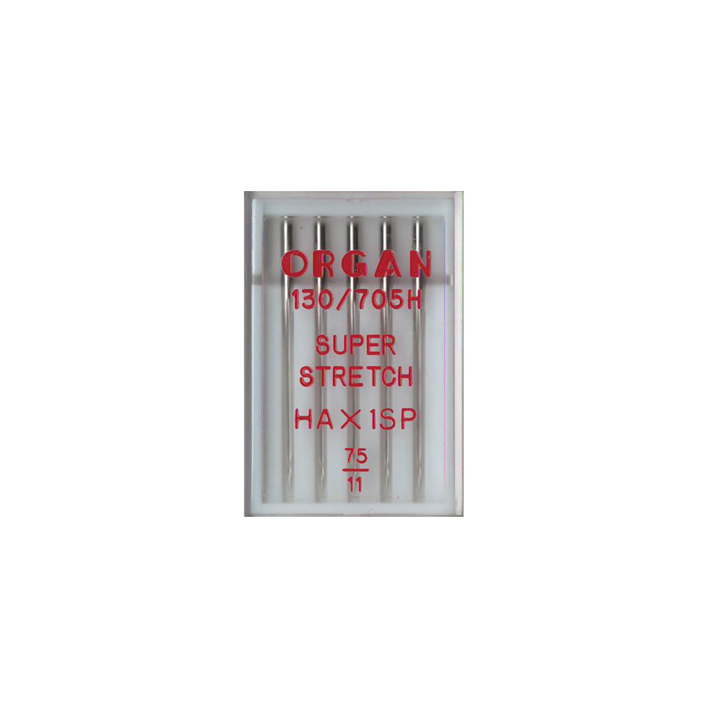 Sewing machine needles Organ Super Stretch, No. 75 5 pcs. Sewing machine needles Organ Super Stretch, No. 75 5 pcs.