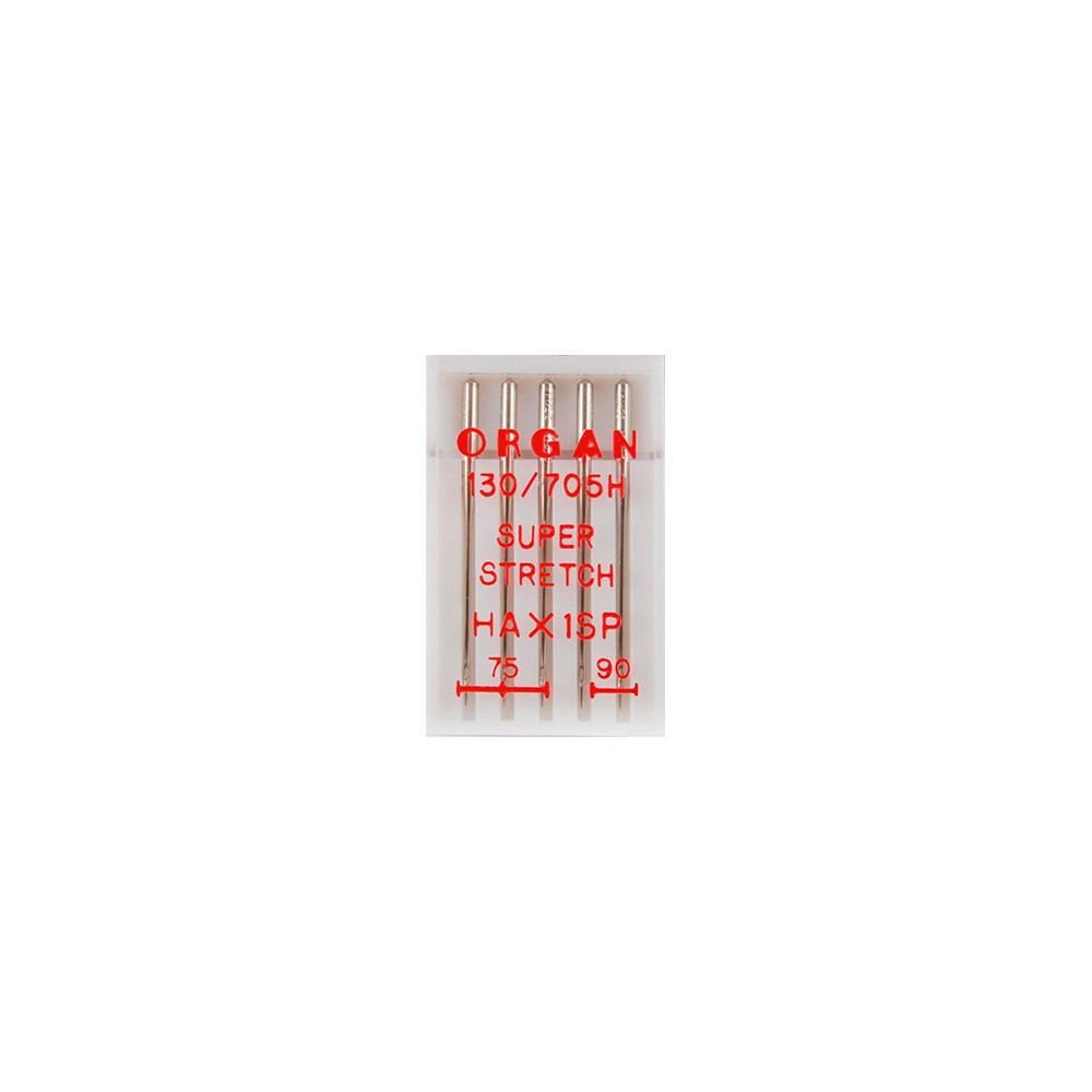 Sewing machine needles Organ Super Stretch, No. 75-90 (assorted), 5 pcs. Sewing machine needles Organ Super Stretch, No. 75-90 (assorted), 5 pcs.