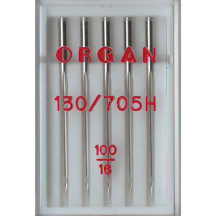 Needles for sewing machines ORGAN 130/705H universal, No. 100, 5 pcs.
