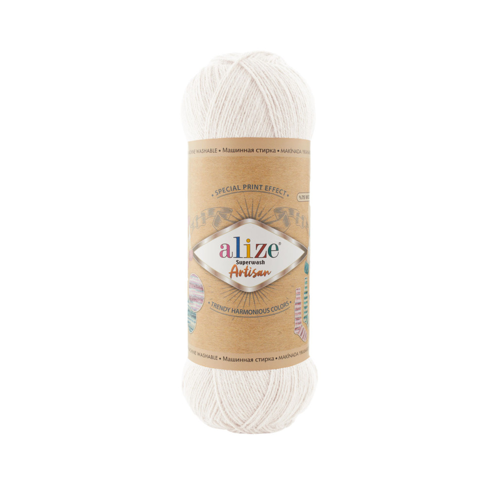 Пряжа Alize Superwash Artisan білий (55) Пряжа Alize Superwash Artisan білий (55)