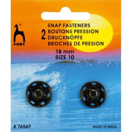 Clothes buttons black 18 mm, 2 pcs Pony (76567)