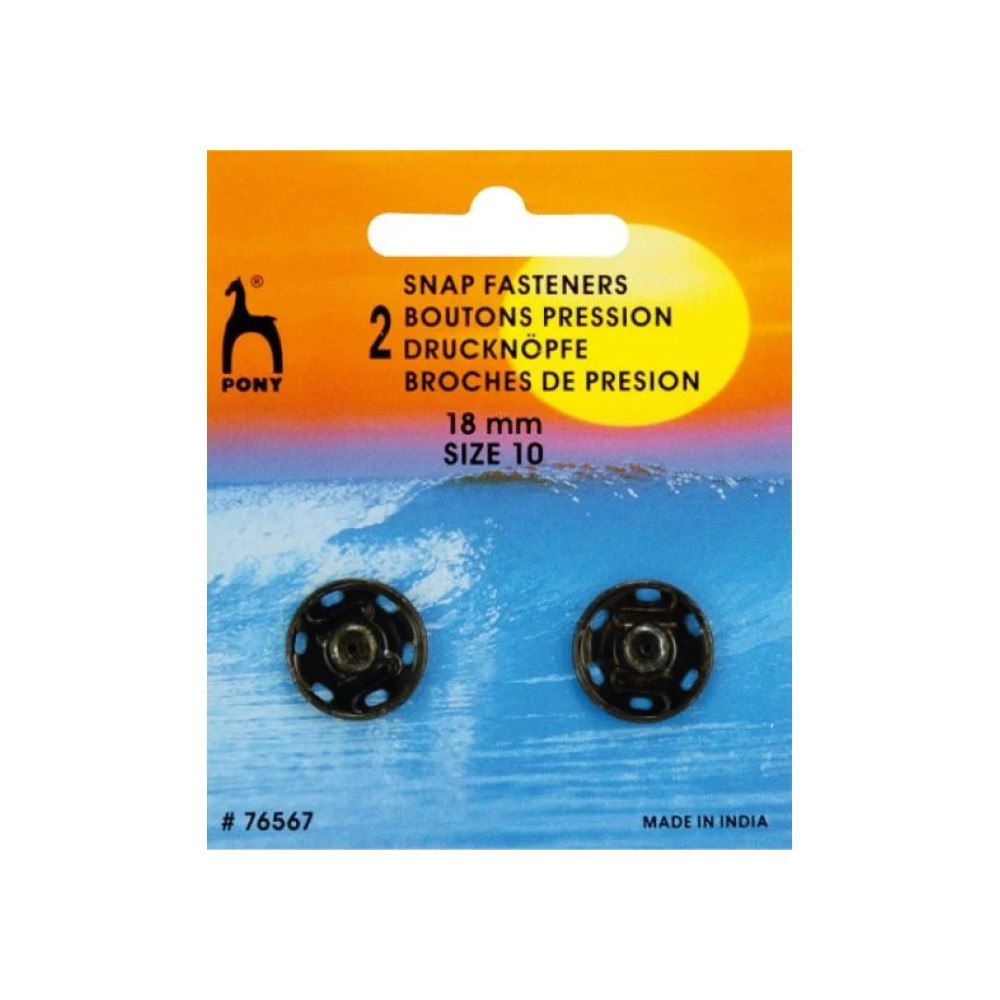 Clothes buttons black 18 mm, 2 pcs Pony (76567) Clothes buttons black 18 mm, 2 pcs Pony (76567)
