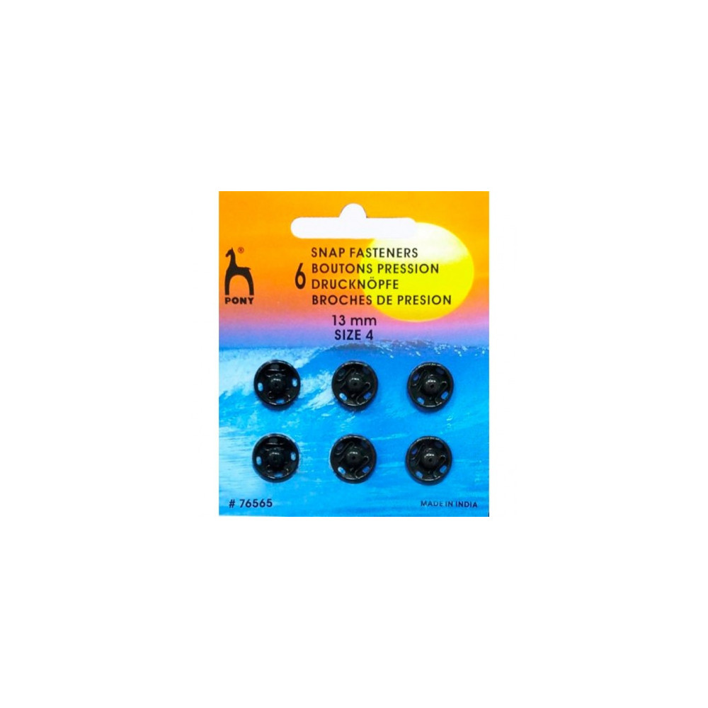 Clothes buttons black 13 mm, 6 pcs Pony (76565) Clothes buttons black 13 mm, 6 pcs Pony (76565)