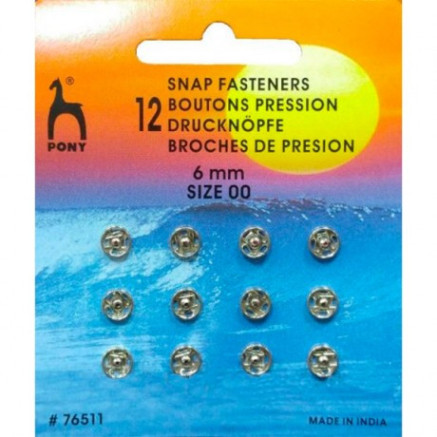 Clothing buttons silver 6 mm, 12 pcs Pony (76511)
