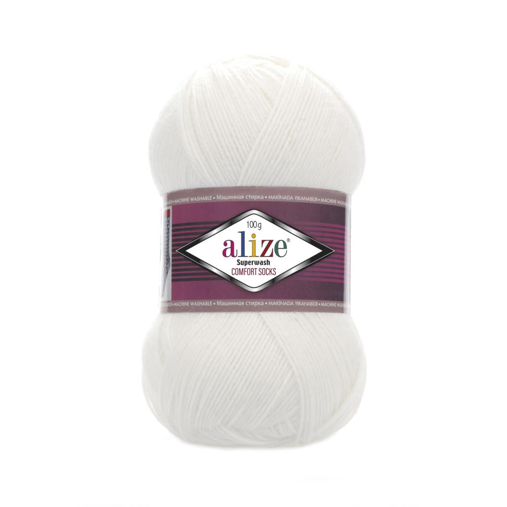 Пряжа Alize Superwash Comfort білий (55) Пряжа Alize Superwash Comfort білий (55)