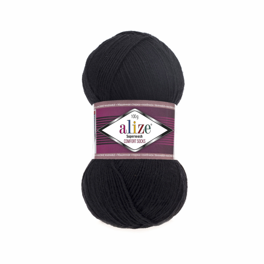 Пряжа Alize Superwash Comfort чорний (60) Пряжа Alize Superwash Comfort чорний (60)