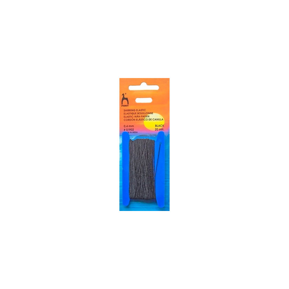 Thread - elastic band thin black 0.4 mm Pony (51902)