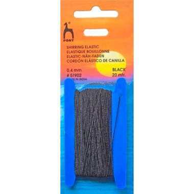 Thread - elastic band thin black 0.4 mm Pony (51902)