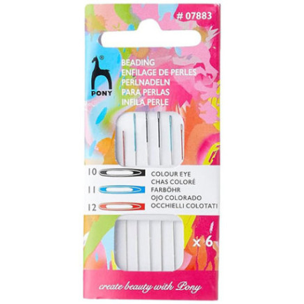Beading needles with colored eye No. 10/12 6 pcs Pony 07883