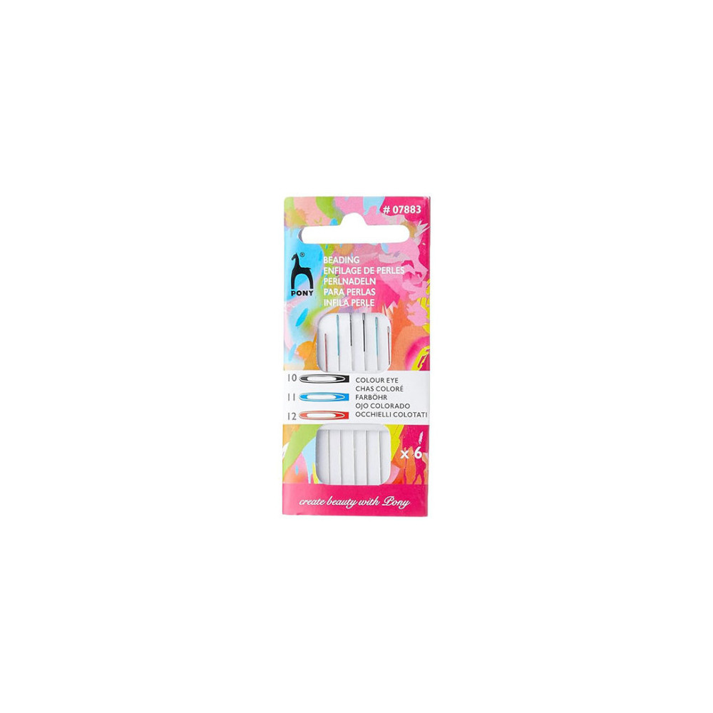 Beading needles with colored eye No. 10/12 6 pcs Pony 07883 Beading needles with colored eye No. 10/12 6 pcs Pony 07883
