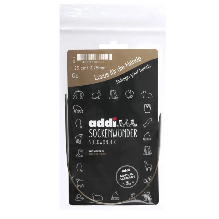 Addi Sockwonder Circular Knitting Needles, Brass 25cm, 3.75mm (110-7/3.75-25)