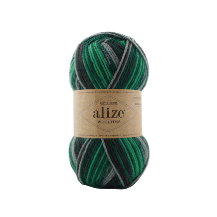 Yarn Alize Wooltime emerald multicolor(11012)