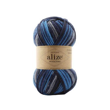 Yarn Alize Wooltime blue melange (11011)