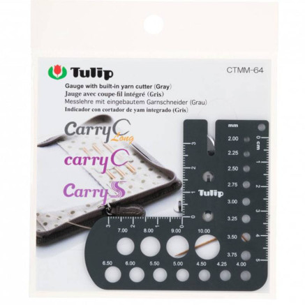 Knitting Needle Diameter Measuring Ruler with Cutter - Tulip (CTMM-64)
