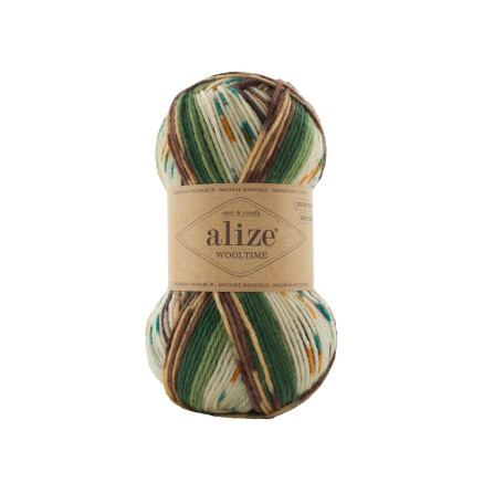 Yarn Alize Wooltime sand green melange (11021)