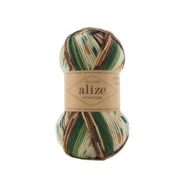 Yarn Alize Wooltime sand green melange (11021)
