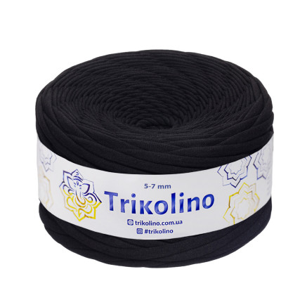 Knitted yarn Trikolino 5-7 mm, black  100 m (700289)