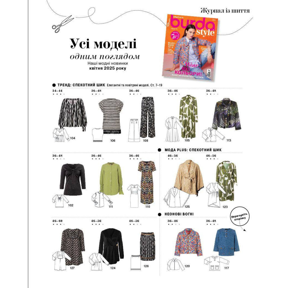 Sewing magazine (with patterns) Burda Style - WOW, what colors 04/2025