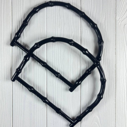 Set of plastic bamboo bag handles 16x15 cm, black