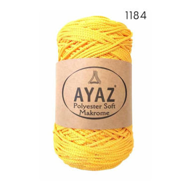 Шнур Polyester Soft Makrome AYAZ, жовтий (1184)