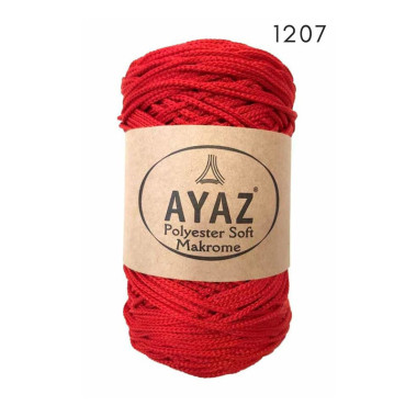 Шнур Polyester Soft Makrome AYAZ, красный (1207)