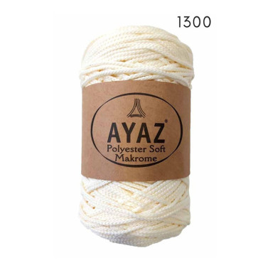 Шнур Polyester Soft Makrome AYAZ, молочный (1300)