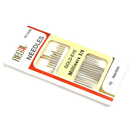 Sewing needles assorted №3-9 with gold eye 16 pcs