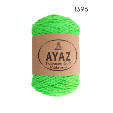Шнур Polyester Soft Makrome AYAZ, салатовый неон (1395)
