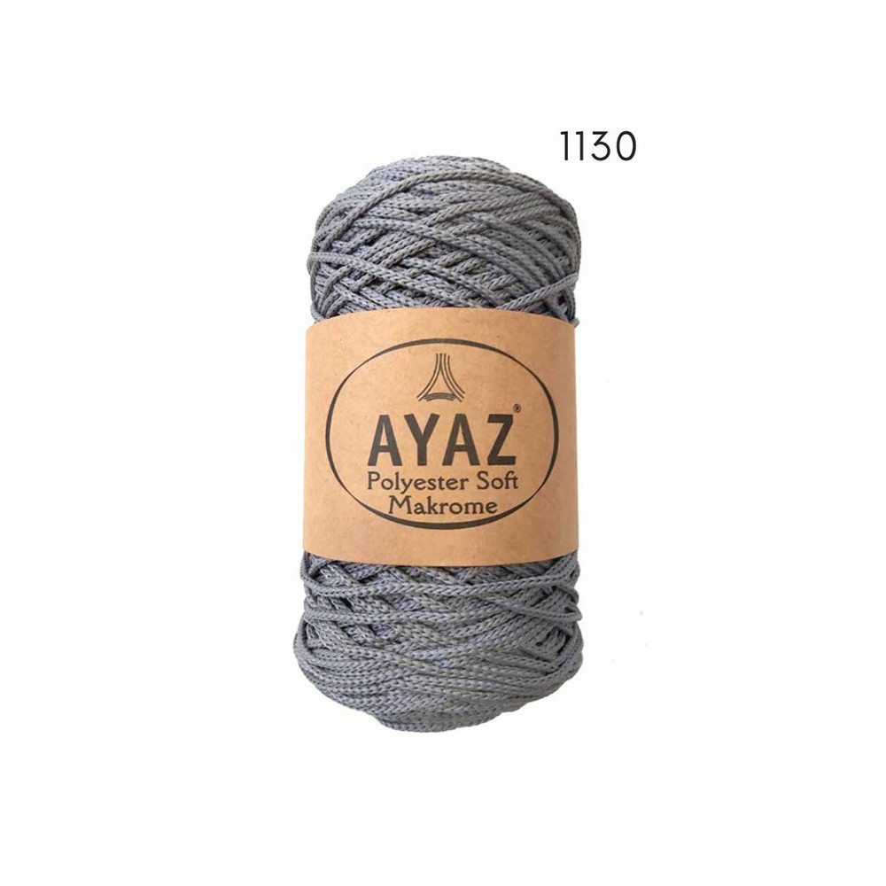 Шнур Polyester Soft Makrome AYAZ, серый (1130) Шнур Polyester Soft Makrome AYAZ, серый (1130)