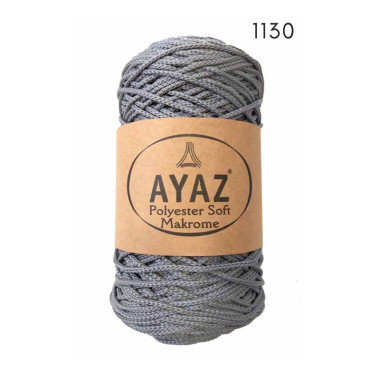 Шнур Polyester Soft Makrome AYAZ, серый (1130)