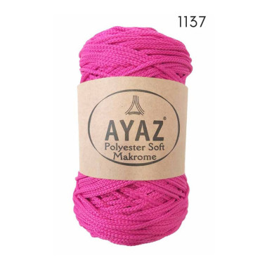 Шнур Polyester Soft Makrome AYAZ, фуксия (1137)