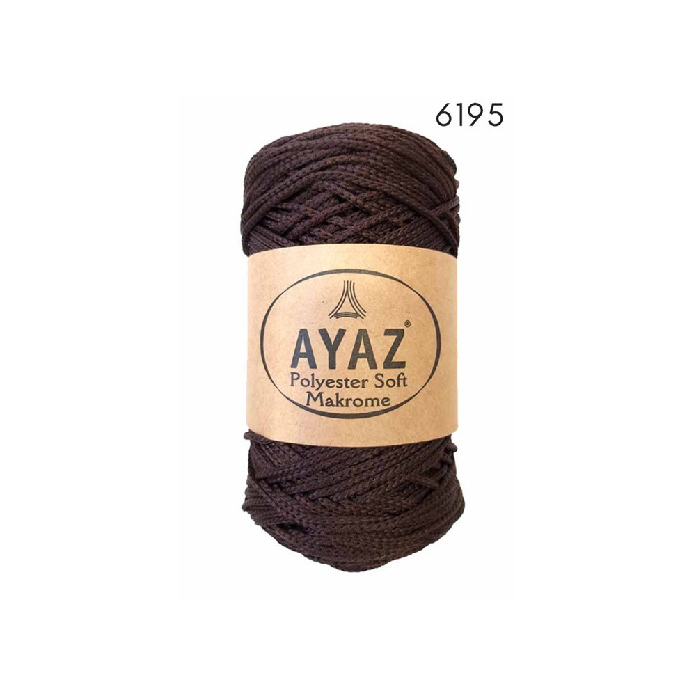 Шнур Polyester Soft Makrome AYAZ, чорний шоколад (6195) Шнур Polyester Soft Makrome AYAZ, чорний шоколад (6195)