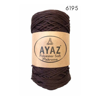 Шнур Polyester Soft Makrome AYAZ, черный шоколад (6195)