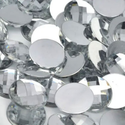 Glue stone 16 mm white transparent, 10 pcs