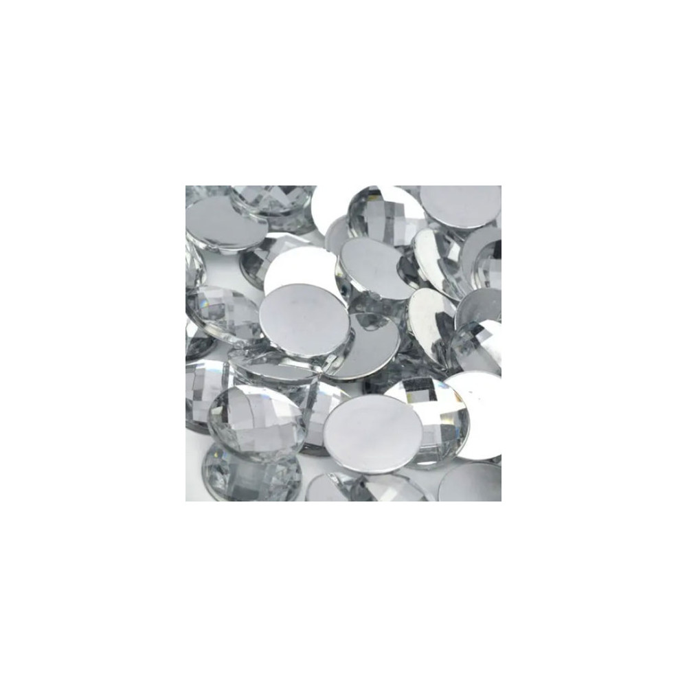 Glue stone 16 mm white transparent, 10 pcs