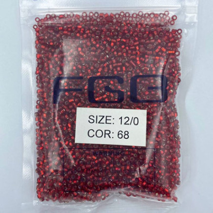 Beads calibrated 12/0 50 g, red with silver, 68