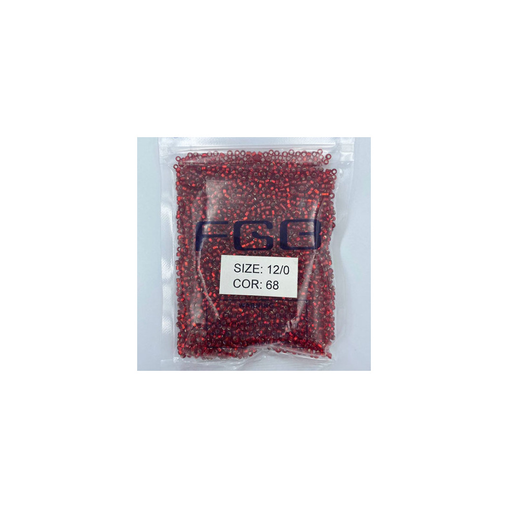 Beads calibrated 12/0 50 g, red with silver, 68 Beads calibrated 12/0 50 g, red with silver, 68