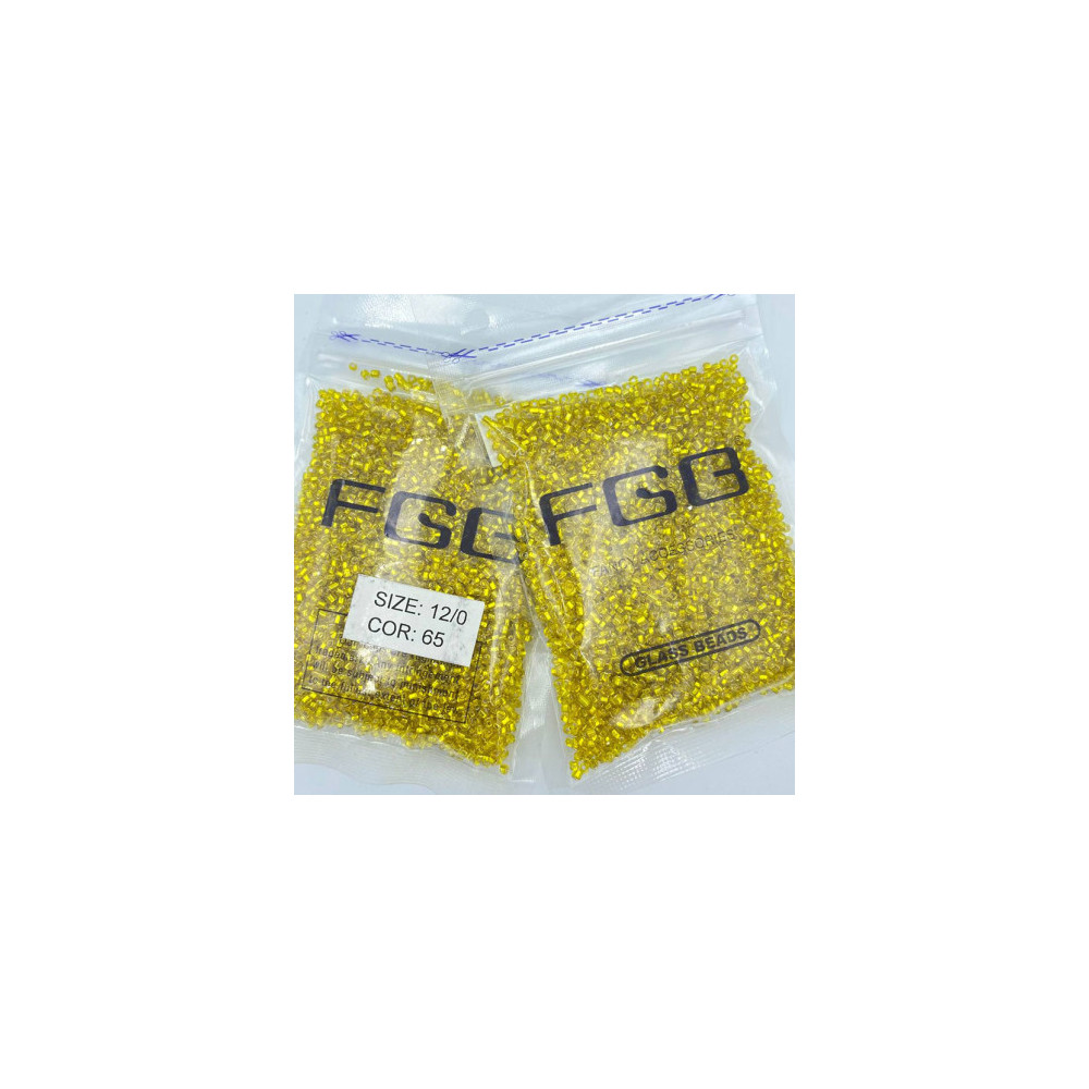 Beads calibrated 12/0 50 g, yellow shiny, 65 Beads calibrated 12/0 50 g, yellow shiny, 65