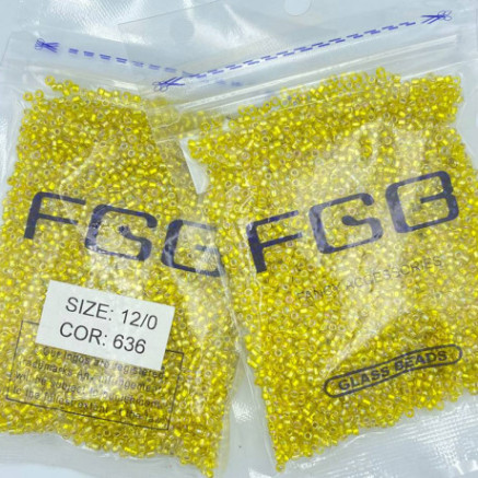 Beads calibrated 12/0 50 g, yellow shiny rainbow, 636