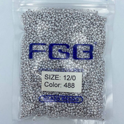 Beads calibrated 12/0 50 g, silver shiny, 488