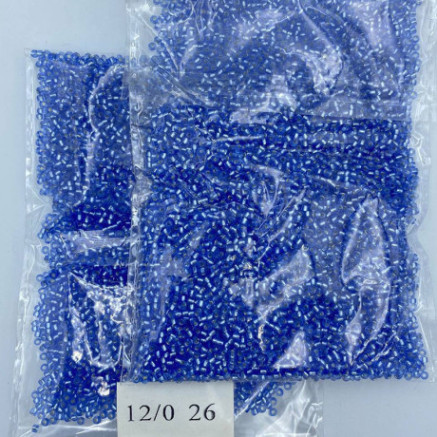 Beads calibrated 12/0 50 g, cornflower blue with silver, 26