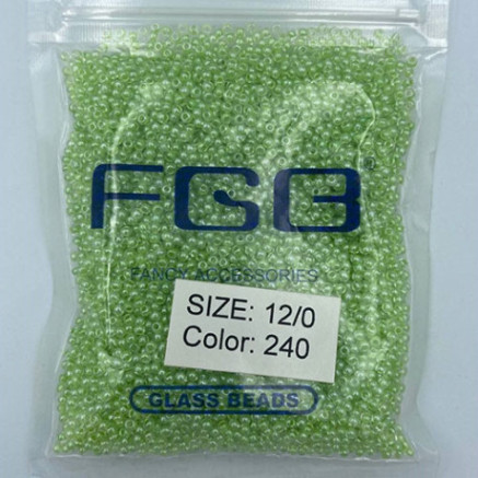 Beads calibrated 12/0 50 g, green apple transparent shiny, 240