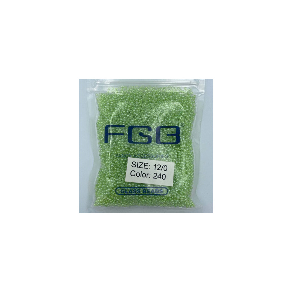 Beads calibrated 12/0 50 g, green apple transparent shiny, 240 Beads calibrated 12/0 50 g, green apple transparent shiny, 240