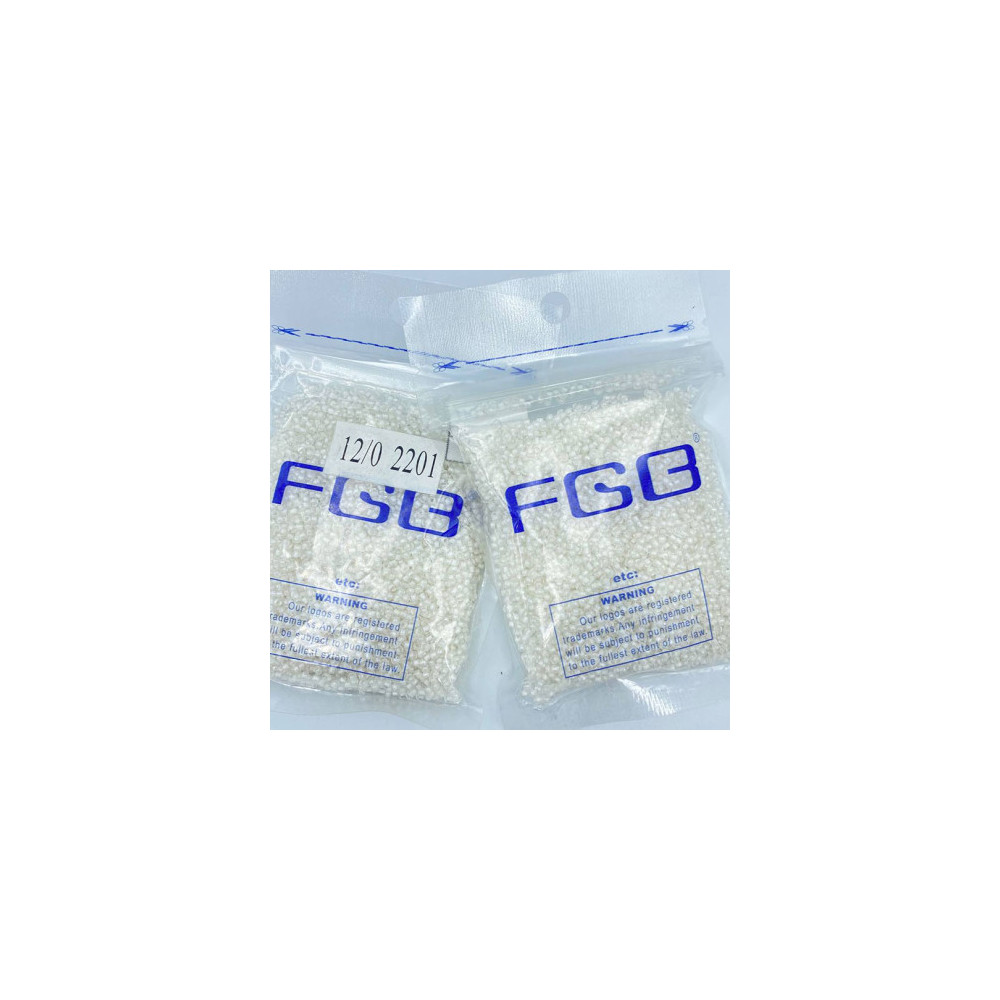 Beads calibrated 12/0 50 g, white transparent, 2201 Beads calibrated 12/0 50 g, white transparent, 2201