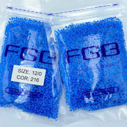 Beads calibrated 12/0 50 g, blue dyed, 216