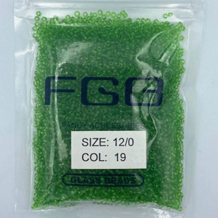 Beads calibrated 12/0 50g, green transparent, 19