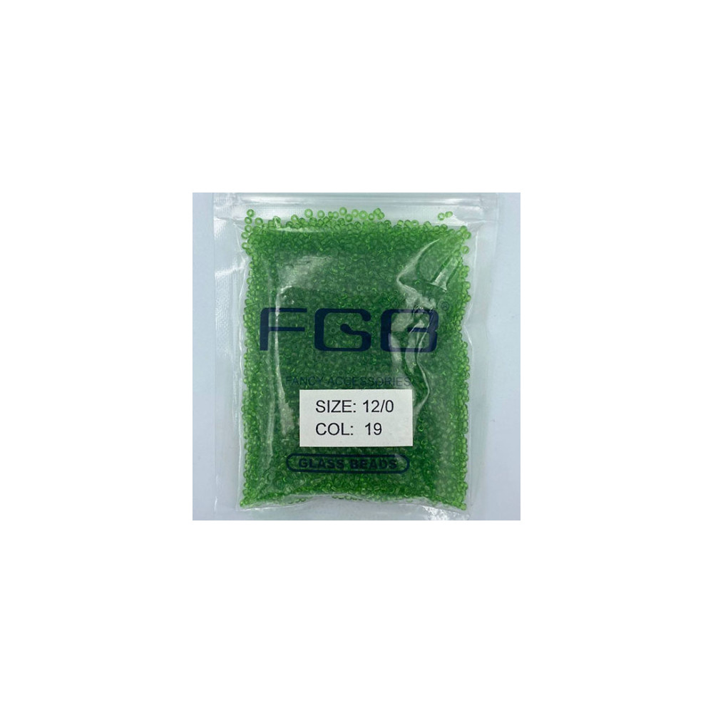Beads calibrated 12/0 50g, green transparent, 19 Beads calibrated 12/0 50g, green transparent, 19